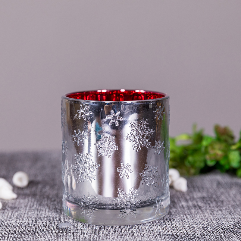 Customized luxury electroplated and color sprayed glass tealight votive wholesale candle holder for Christmas home decor